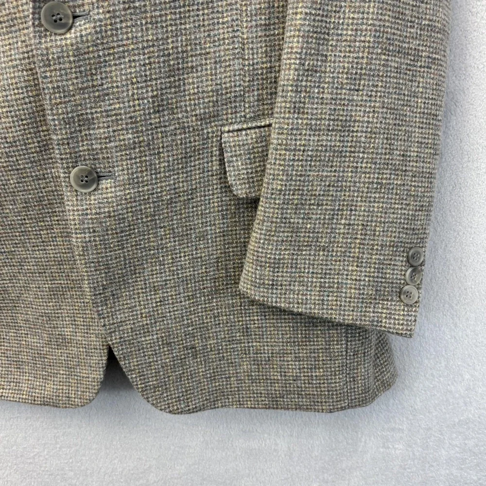 Vintage Basketweave Tweed Sport Coat Blazer Mens 40L Long Gray Pastel Pink Blue